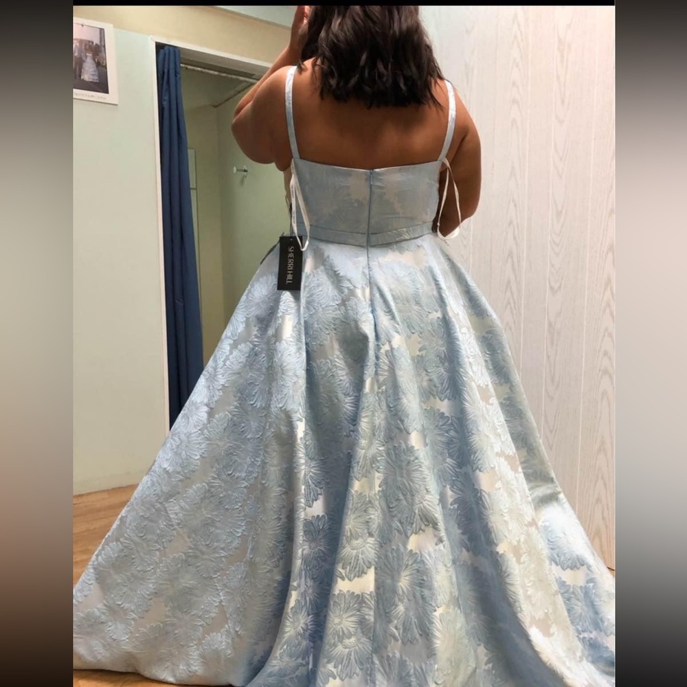 Sherri Hill Light Blue Floral Prom Dress
